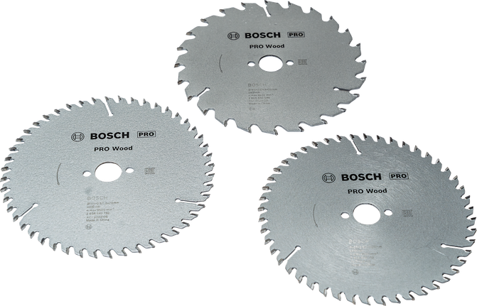 Bosch 3Pack 160 mm Pro Wood circular saw blades.