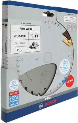 Bosch PRO Wood circular saw blade 165 mm 2 pcs promo pack.