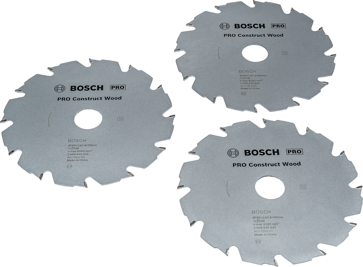 Bosch PRO Construct Wood Circular Saw Blade 190 mm 3 pack.