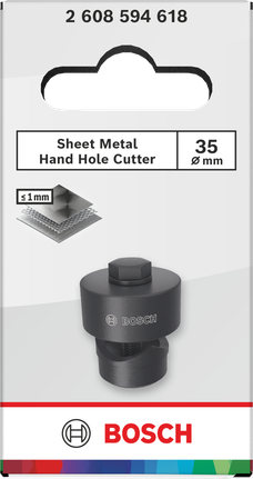 Bosch sheet metal hole cutter 35mm for ≤1mm thickness.