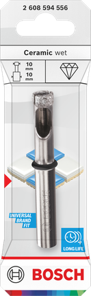 Bosch Ceramic wet drill bit 10mm for tiles, long life.