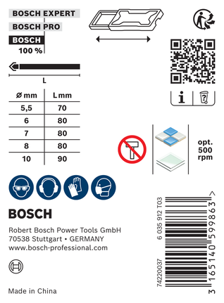Bosch CYL-9 Ceramic tile drill bit set 5 pcs.