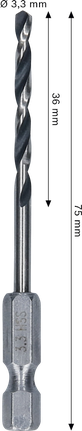 Bosch Metal HSS twist drill bit 3.3 mm HEX shank.