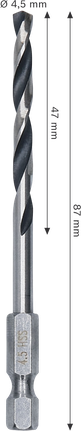 Bosch HSS Twist Drill Bit 4.5 mm HEX 1/4 inch shank.