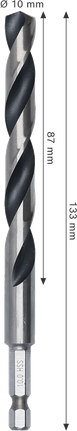 Bosch metal HSS twist drill bit 10 mm with HEX shank.