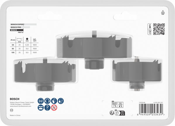 Bosch wood and drywall arbored hole saw set with pilot drill.