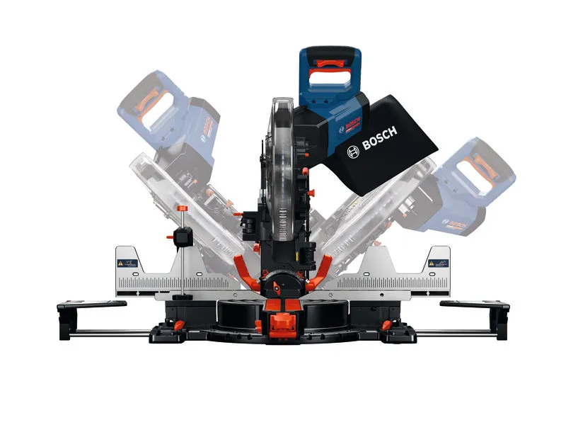 Bosch EXCM341-305GD mitre saw bevel positions.