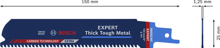 Bosch EXPERT Thick Tough Metal S955CHC saw blade, carbide teeth.