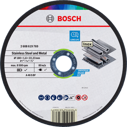 Bosch stainless steel and metal cutting disc 180 mm.