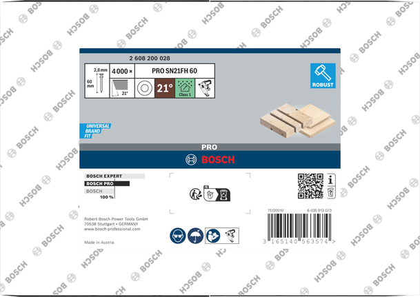 Bosch PRO SN21FH 60 21° full head strip nails for wood.