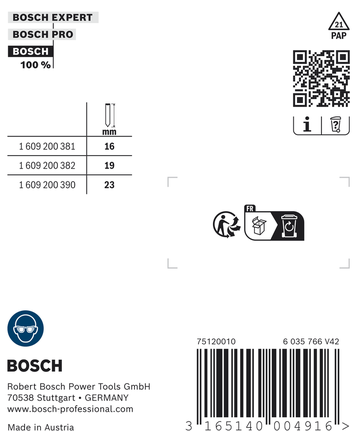 Bosch pin type 40, 16 mm length accessory.
