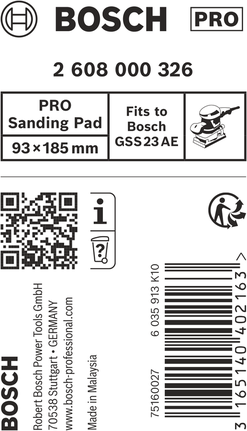 Bosch PRO Sanding Plate 93 x 185 mm for GSS 23 AE.
