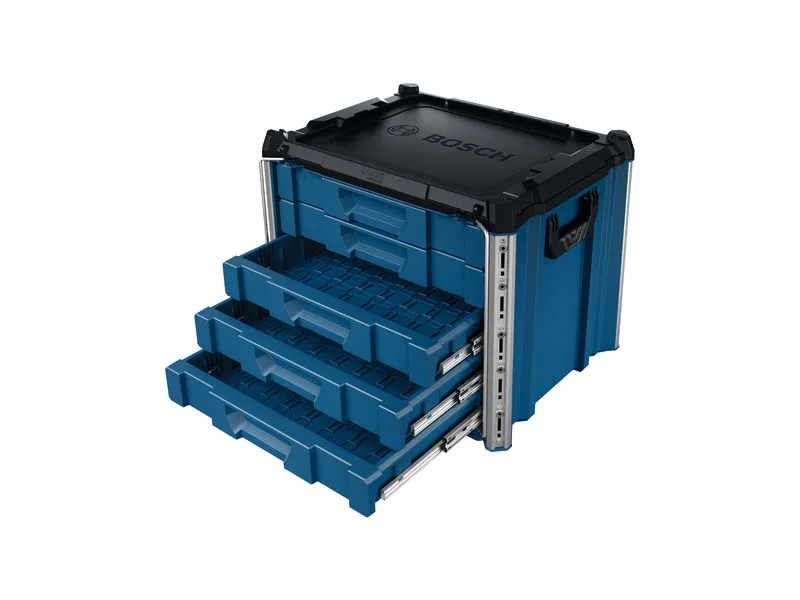 Bosch L-BOXX Contractor 476 carrying case with four open drawers.