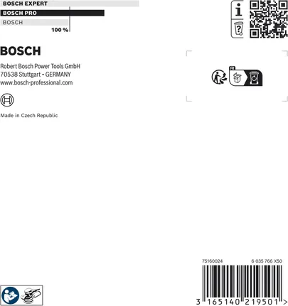 Bosch PRO Sanding Pad Hard 125 mm with 8 holes.