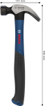 Bosch claw hammer 16oz carbon steel curved head.