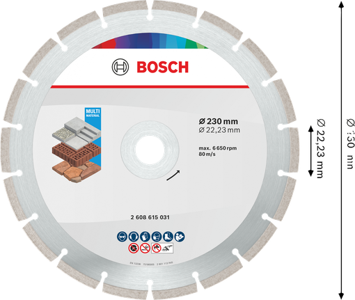 Bosch Multi Material Diamond Cutting Disc 230 mm for masonry.