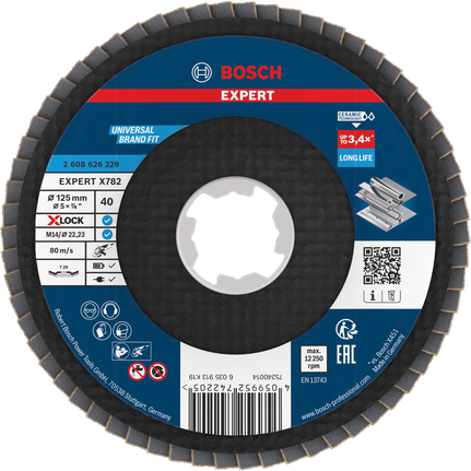 Bosch EXPERT X782 flap disc 125 mm G40 X-LOCK.