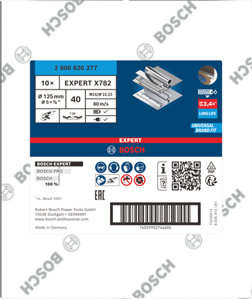Bosch EXPERT X782 flap disc G40 125 mm for metal grinding.