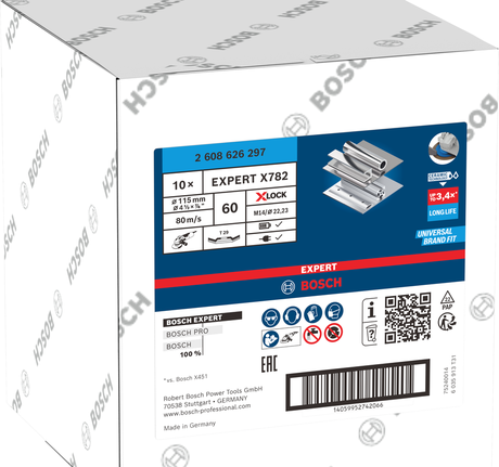 Bosch EXPERT X782 flap disc angled 115mm G60 X-LOCK.