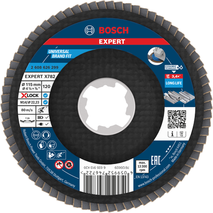 Bosch EXPERT X782 Flap Disc 115 mm G120 X-LOCK.