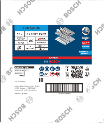 Bosch EXPERT X782 Flap Disc 125mm G80 X-Lock.