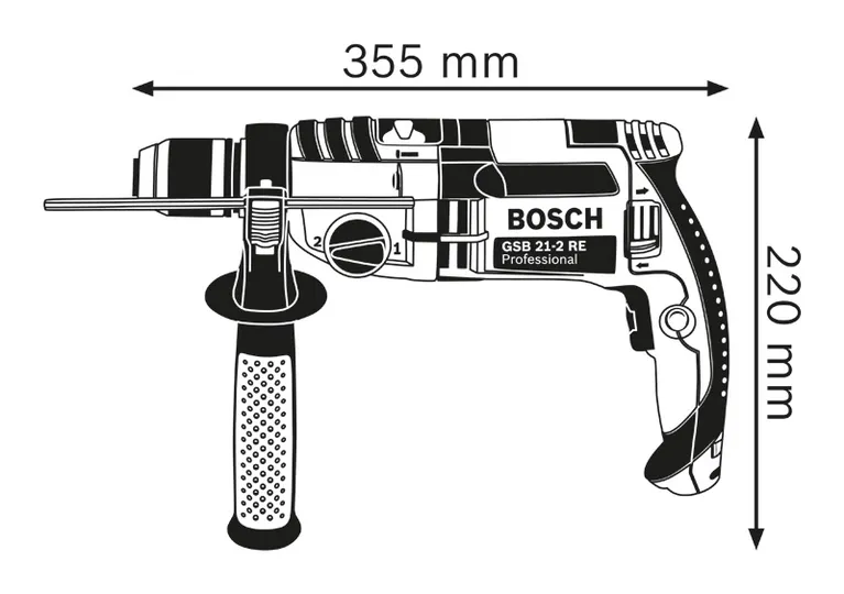Impact drill dimensions.