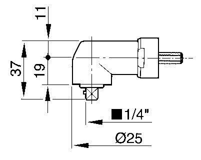 Angle head 1/4" - square drive