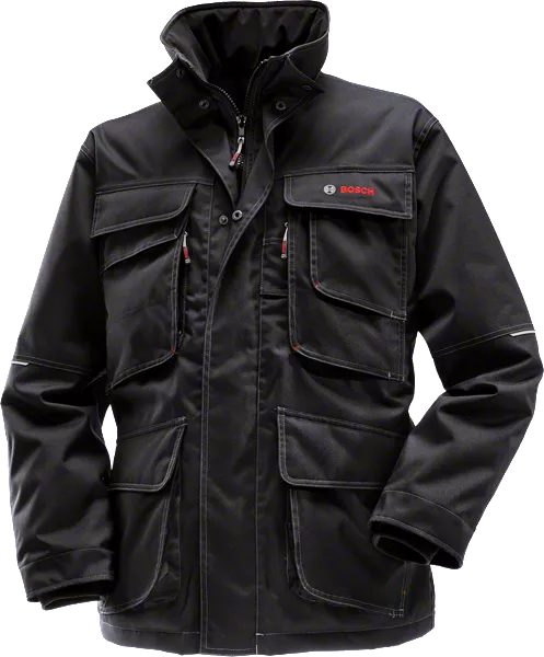 Bosch WPJ 09 parka, black polyester canvas jacket.