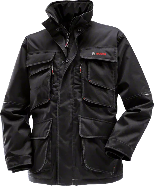 Bosch WPJ 09 parka, black polyester canvas jacket.