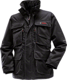 Bosch WPJ 09 parka, black polyester canvas jacket.