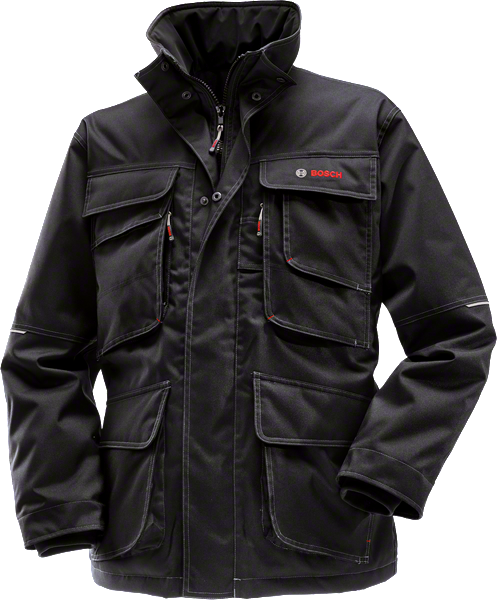 Bosch WPJ 09 parka, black polyester canvas jacket.