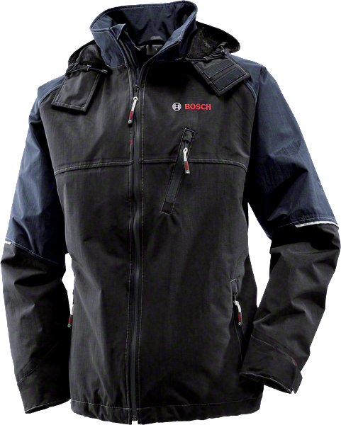 Bosch WRJ 09 black rain jacket with nylon canvas fabric.