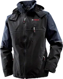 Bosch WRJ 09 black rain jacket with nylon canvas fabric.
