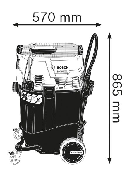 Dust extractor dimensions.