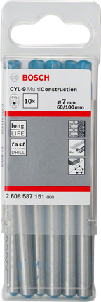 Bosch CYL-9 MultiConstruction 7 mm drill bits pack.