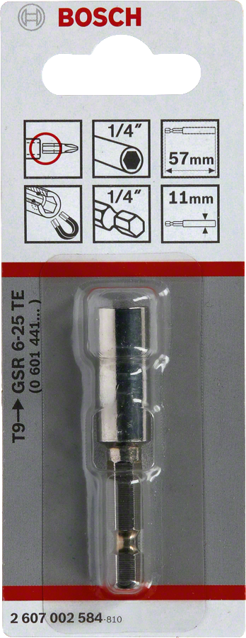 Bosch 1/4 inch magnetic bit holder, 57mm length.