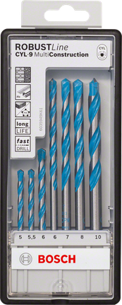 Bosch 7-piece CYL-9 MultiConstruction drill bit set 5–10 mm.