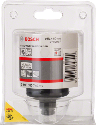Bosch MultiConstruction hole saw 51 x 60 mm for various materials.