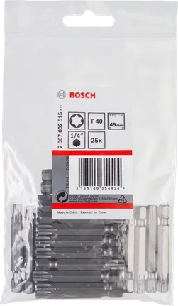 Bosch T40 1/4″ screwdriver bits 25-pack.