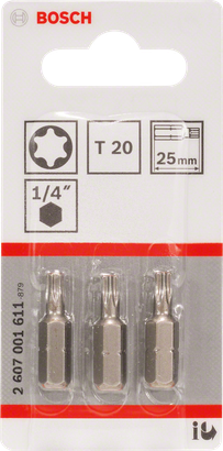 Bosch T20 25mm Torx screwdriver bits set.