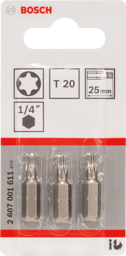 Bosch T20 25mm Torx screwdriver bits set.