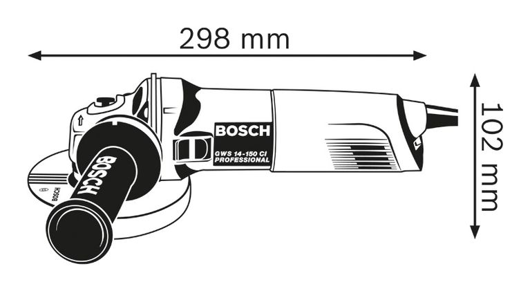 Angle grinder dimensions.
