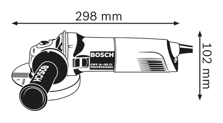 Angle grinder dimensions.