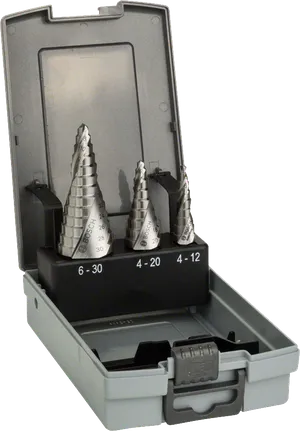 Bosch 3-piece HSS step drill bit set in storage case.