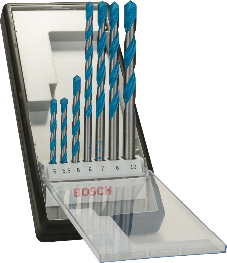 Bosch 7-piece CYL-9 MultiConstruction drill bit set.