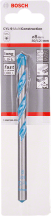 Bosch 8 mm CYL-9 MultiConstruction drill bit.