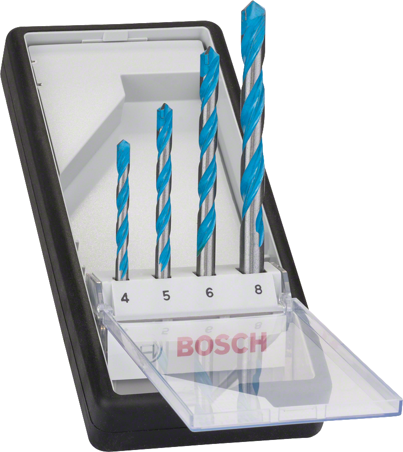 Bosch 4-piece CYL-9 MultiConstruction drill bit set.