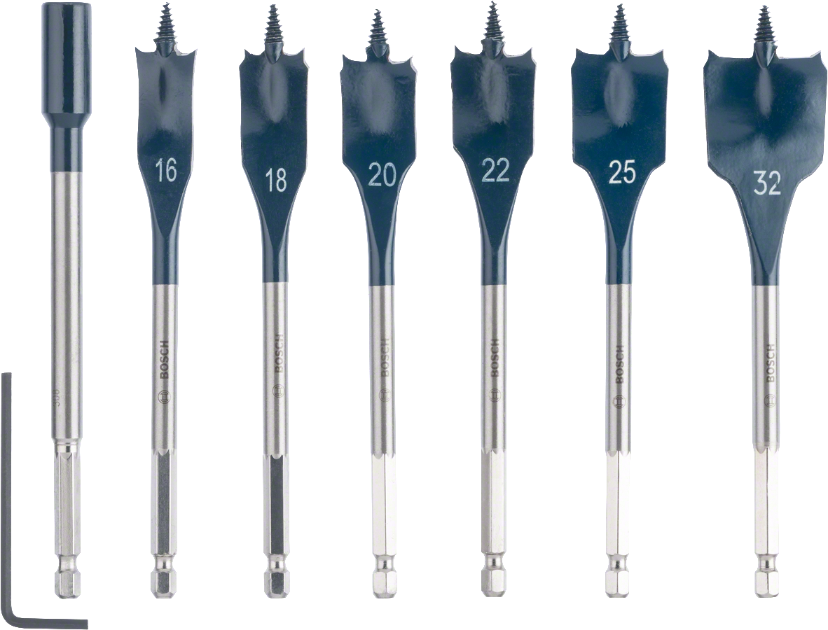Bosch 7-piece SelfCut Speed spade bit set 16-32 mm.