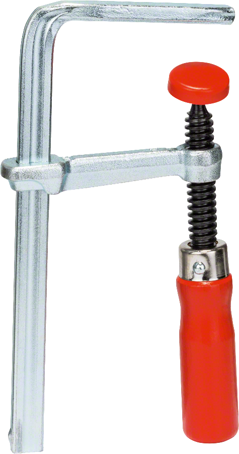 Bosch G-clamp with ergonomic red handle.