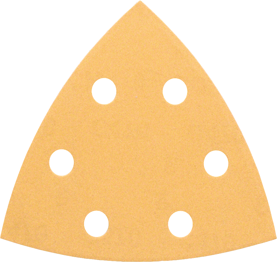 Bosch delta sanding sheet with six dust extraction holes.